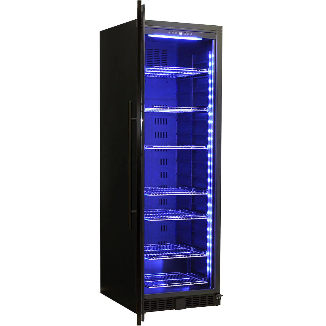 Schmick Black Upright Glass Door Drinks Refrigerator Model BD425B-B Left Hinged