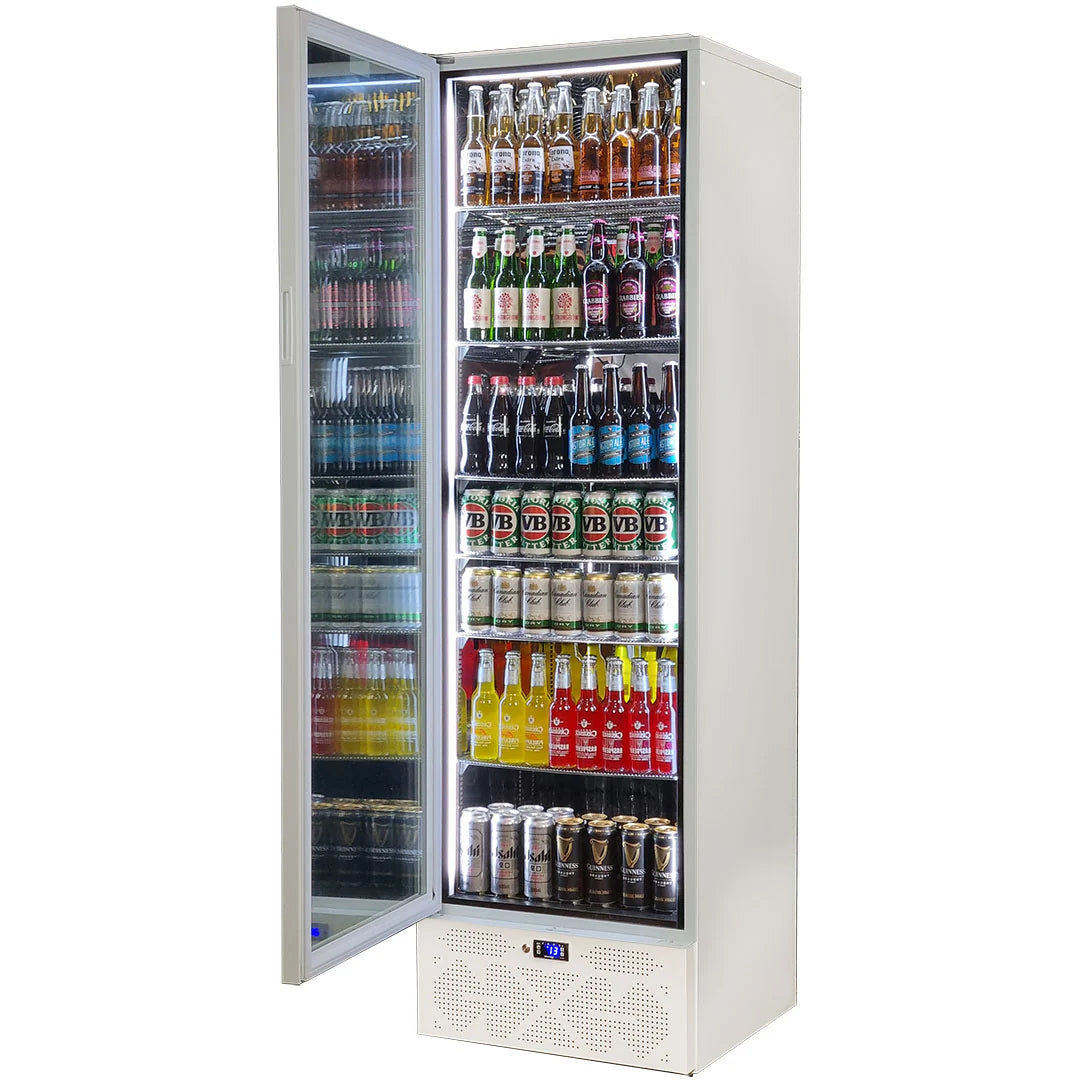 Schmick Classy White Upright Heated Glass 1 Door Bar Fridge - Model SK422L-W-HD (ON BACK ORDER FOR LATE AUGUST 2024)