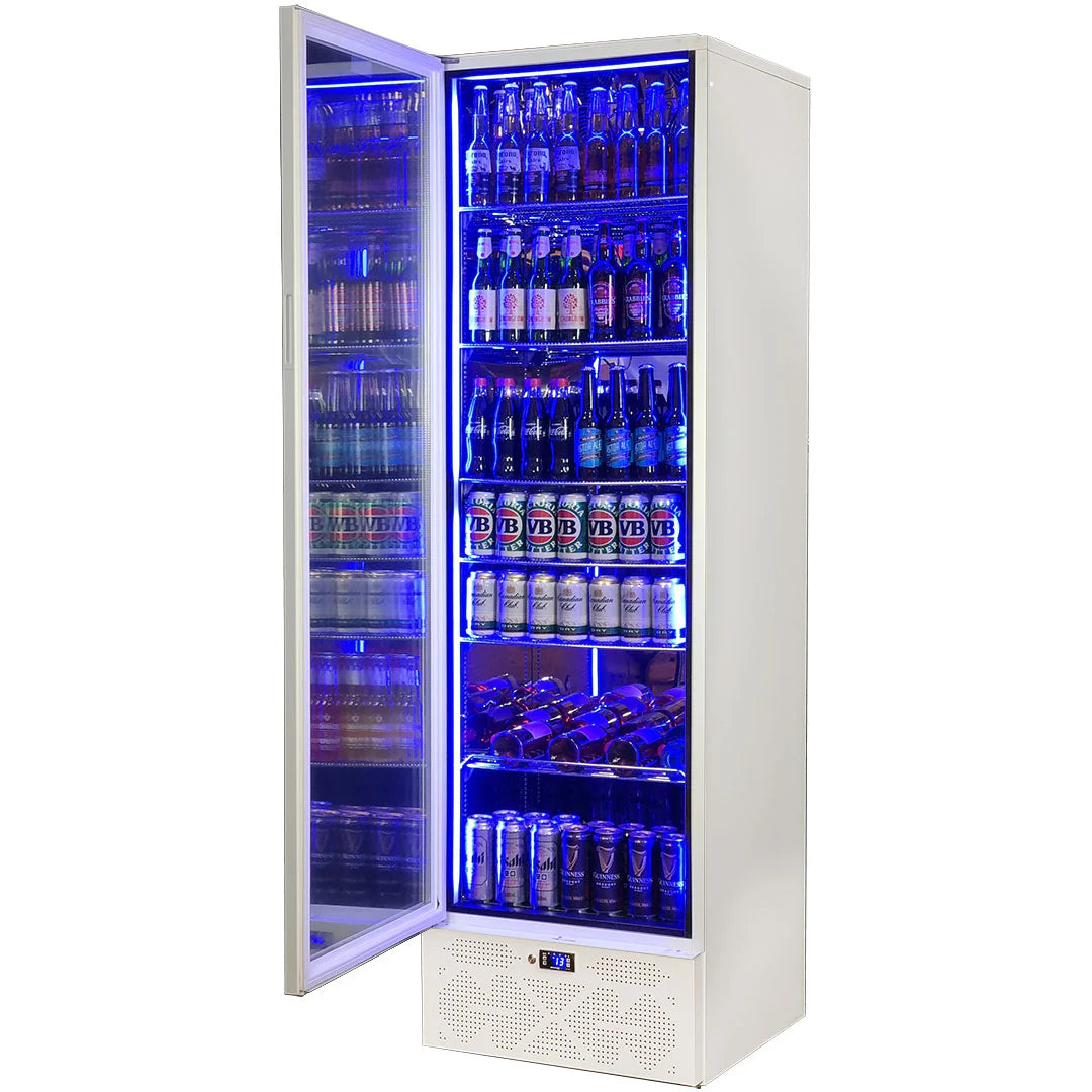 Schmick Classy White Upright Heated Glass 1 Door Bar Fridge - Model SK422L-W-HD (ON BACK ORDER FOR LATE AUGUST 2024)