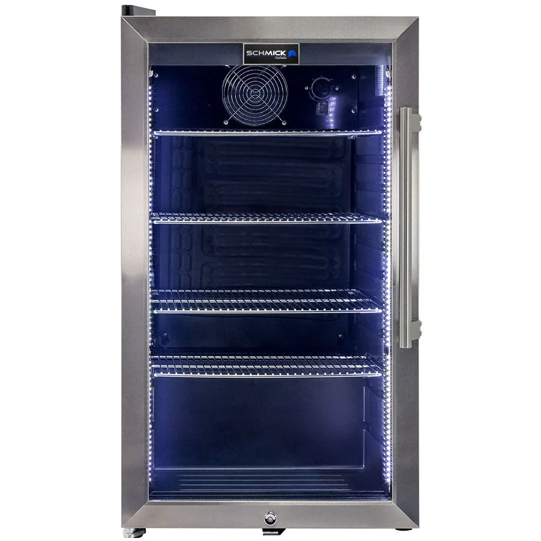 Schmick Outdoor Triple Glazed Alfresco Bar Fridge With Led Strip Lights. Lock and LOW E Glass. Indoor use also perfect! - Model HUS-SC88L-SS