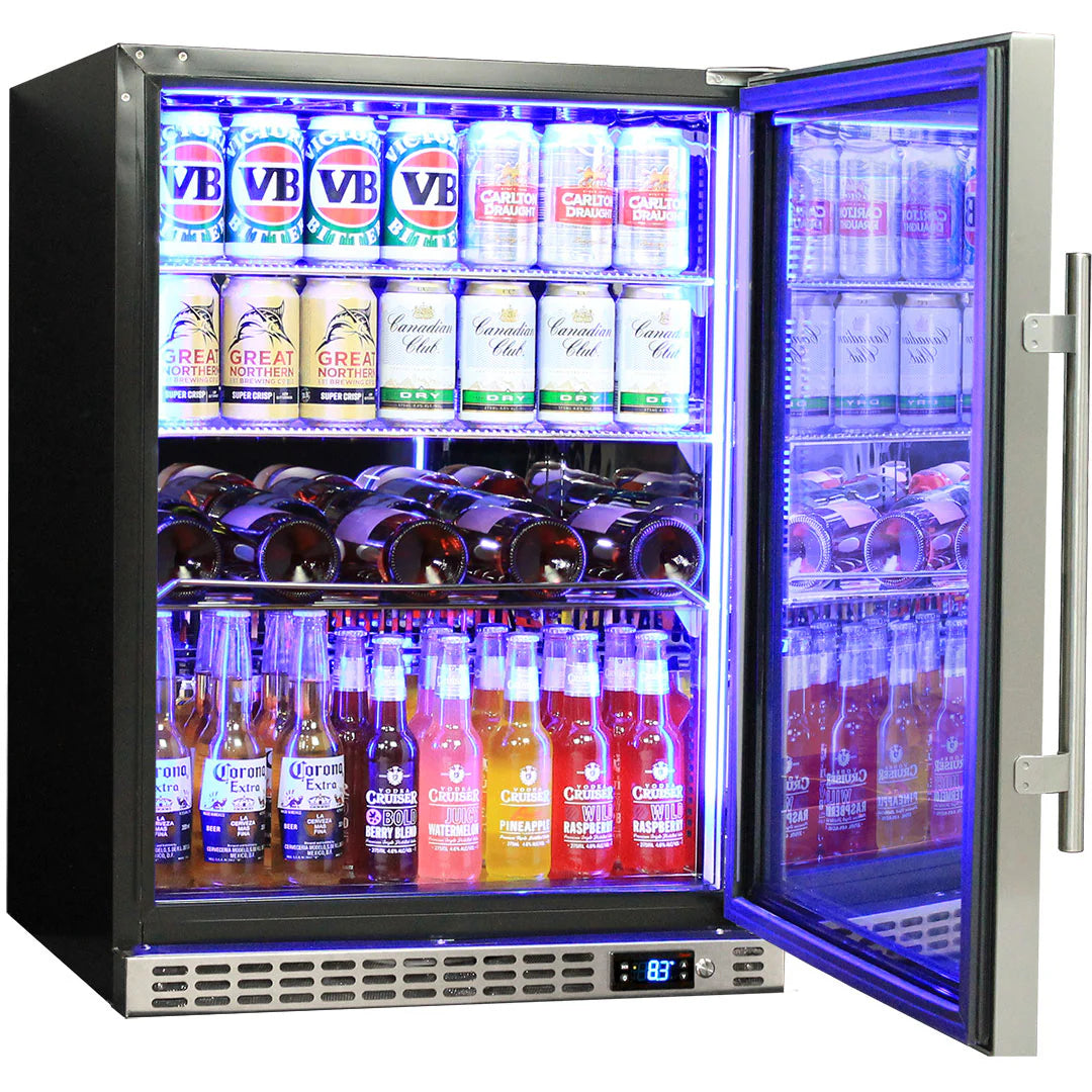 Schmick Quiet Running Front Venting Under Bench Glass Door Bar Fridge Heated Glass Model SK156R-HD