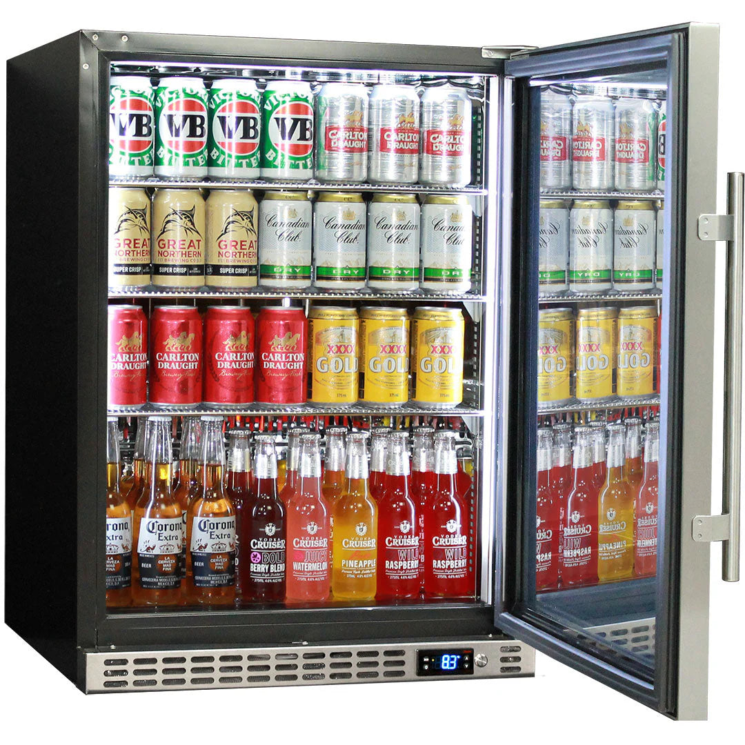 Schmick Quiet Running Front Venting Under Bench Glass Door Bar Fridge Heated Glass Model SK156R-HD