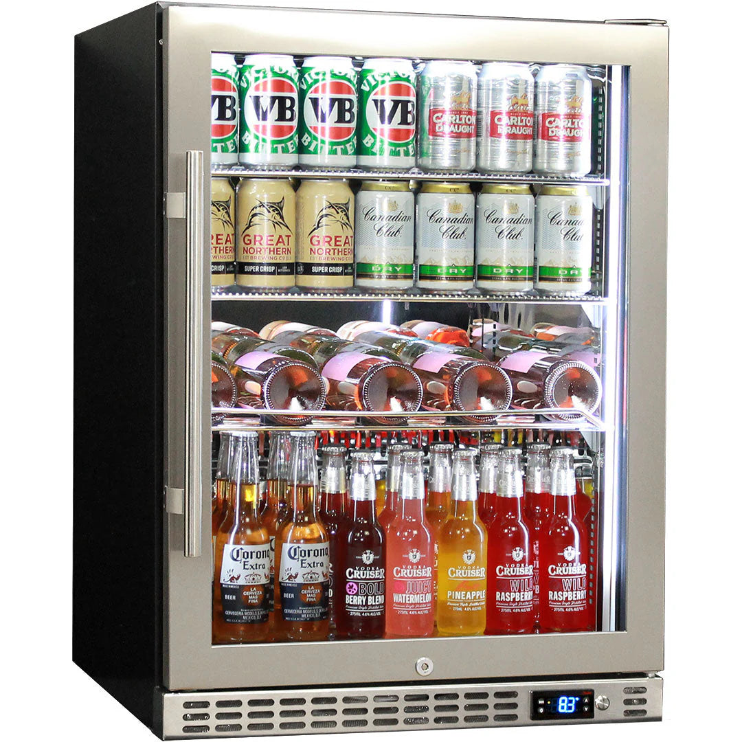 Schmick Quiet Running Front Venting Under Bench Glass Door Bar Fridge Heated Glass Model SK156R-HD