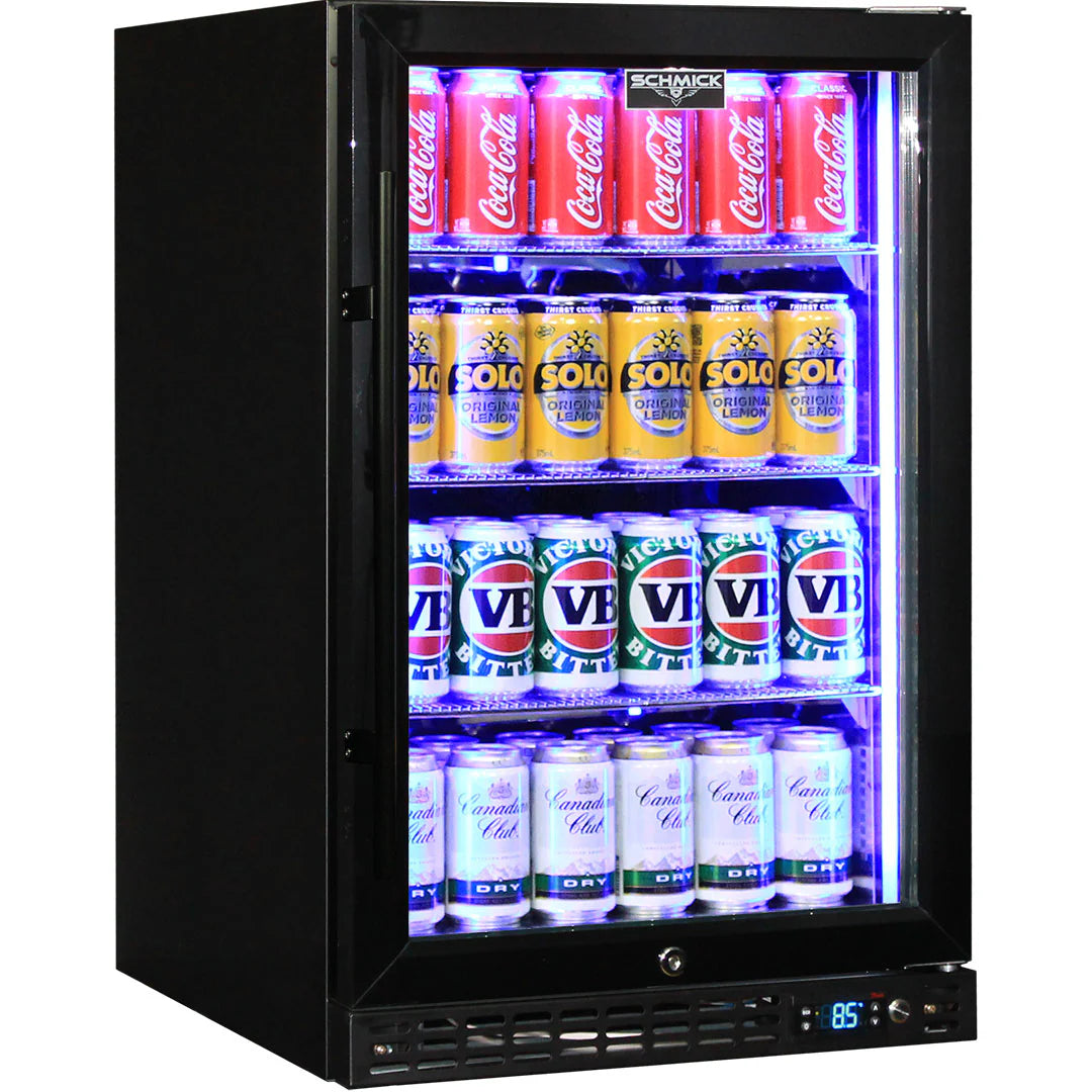 Schmick Quiet Running Front Venting Under Bench Heated Glass Door Bar Fridge - Model SK116R-B-HD (ON BACKORDER FOR MID JULY 2024)