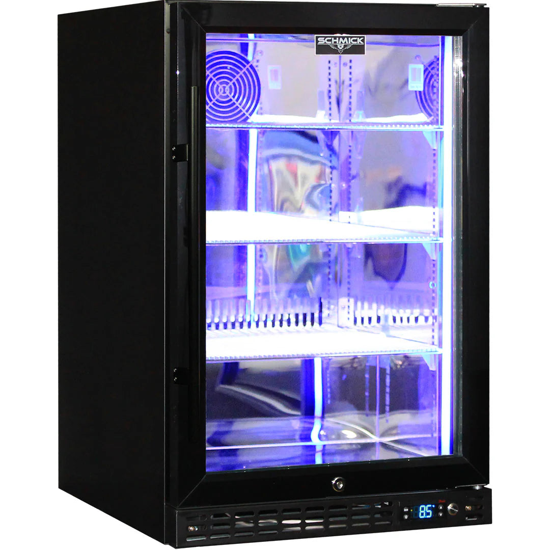 Schmick Quiet Running Front Venting Under Bench Heated Glass Door Bar Fridge - Model SK116R-B-HD (ON BACKORDER FOR MID JULY 2024)