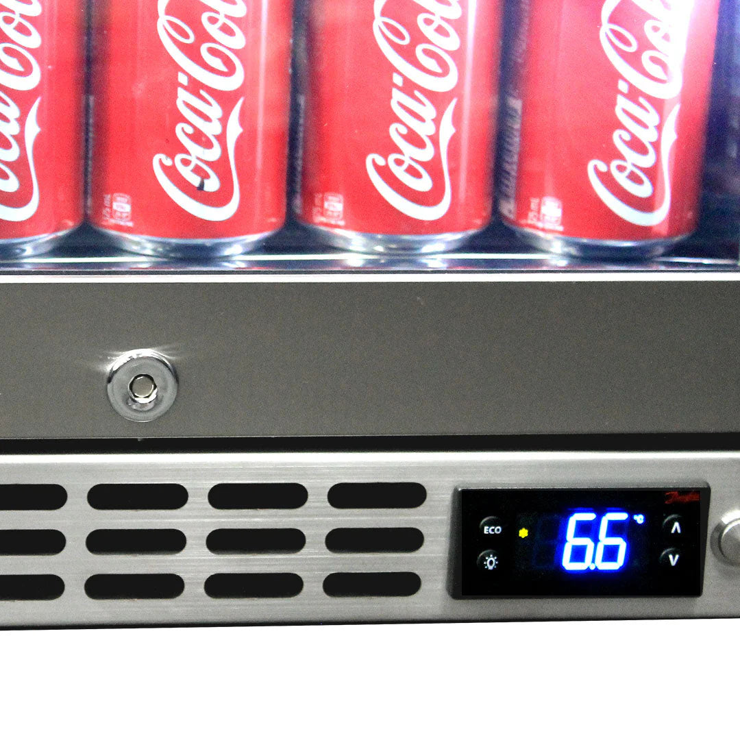 Schmick Quiet Running Front Venting Under Bench Heated Glass Door Bar Fridge Model SK86R-HD