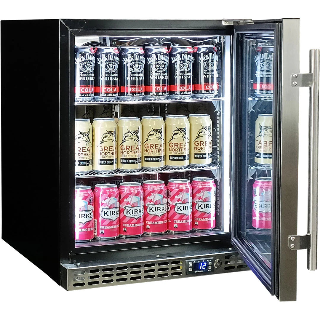 Schmick Quiet Running Front Venting Under Bench Heated Glass Door Bar Fridge Model SK86R-HD