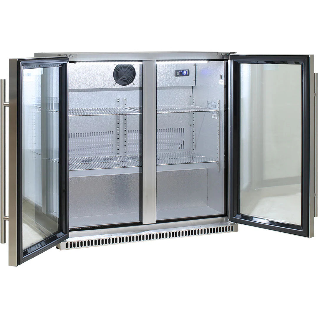 Schmick Stainless Bar Fridge 2 Door With Heated Glass and Triple Glazing Model SK190-SS