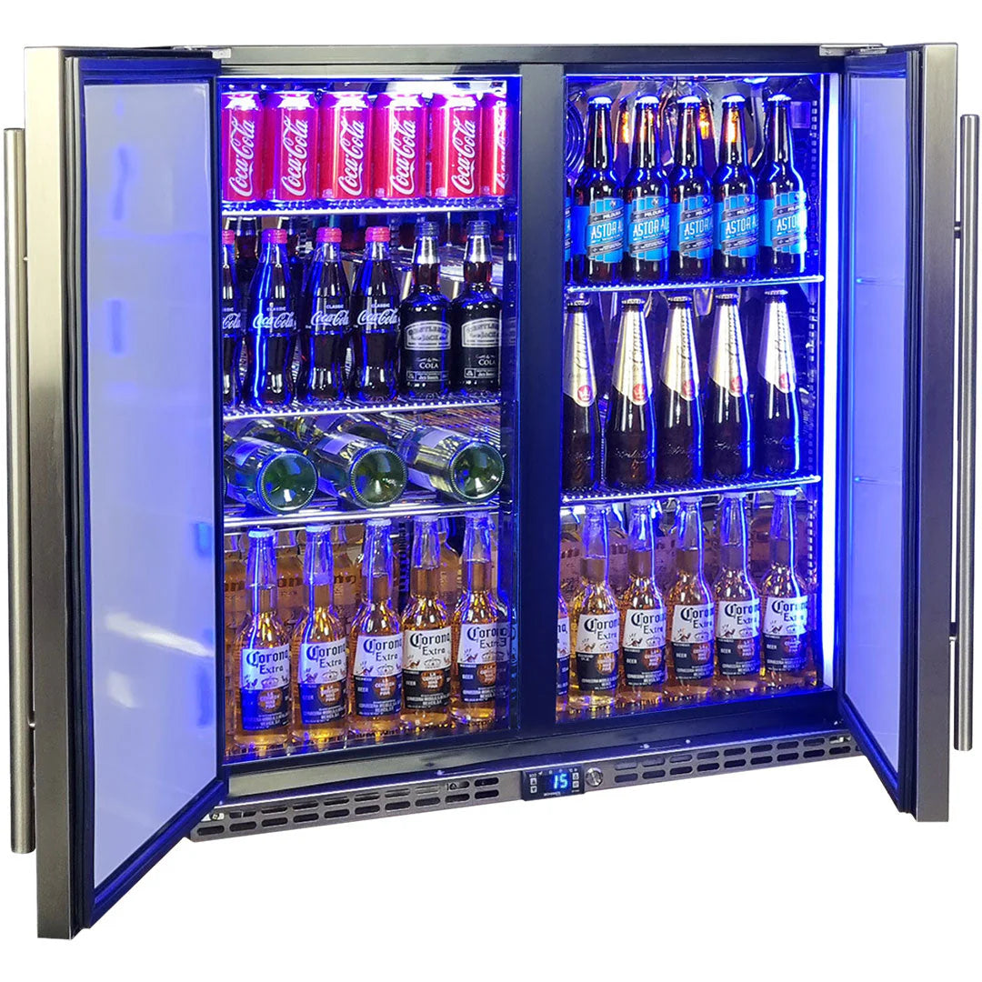 Schmick Stainless Steel Quiet Running 2 Door Bar Fridge With Quality Parts And Quiet Operation - Model SK245-SD