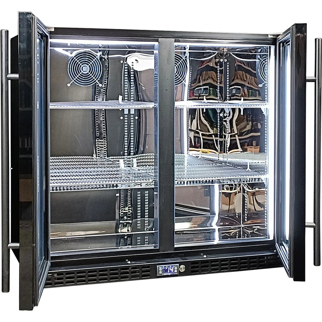 Schmick Twin Door Quiet Running Black Heated Glass Door Bar Fridge Model SK246-B-HD (ON BACKORDER FOR LATE JUNE)