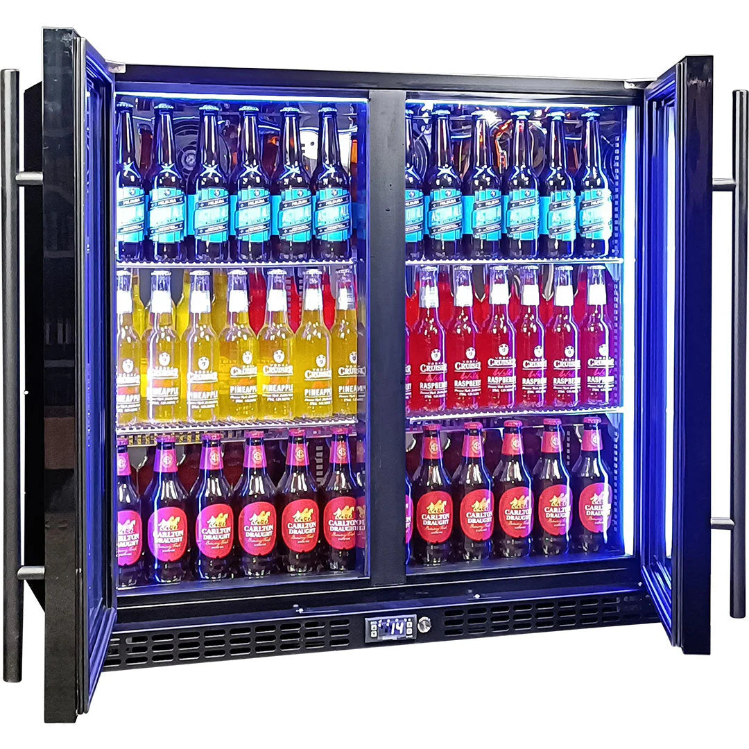 Schmick Twin Door Quiet Running Black Heated Glass Door Bar Fridge Model SK246-B-HD (ON BACKORDER FOR LATE JUNE)