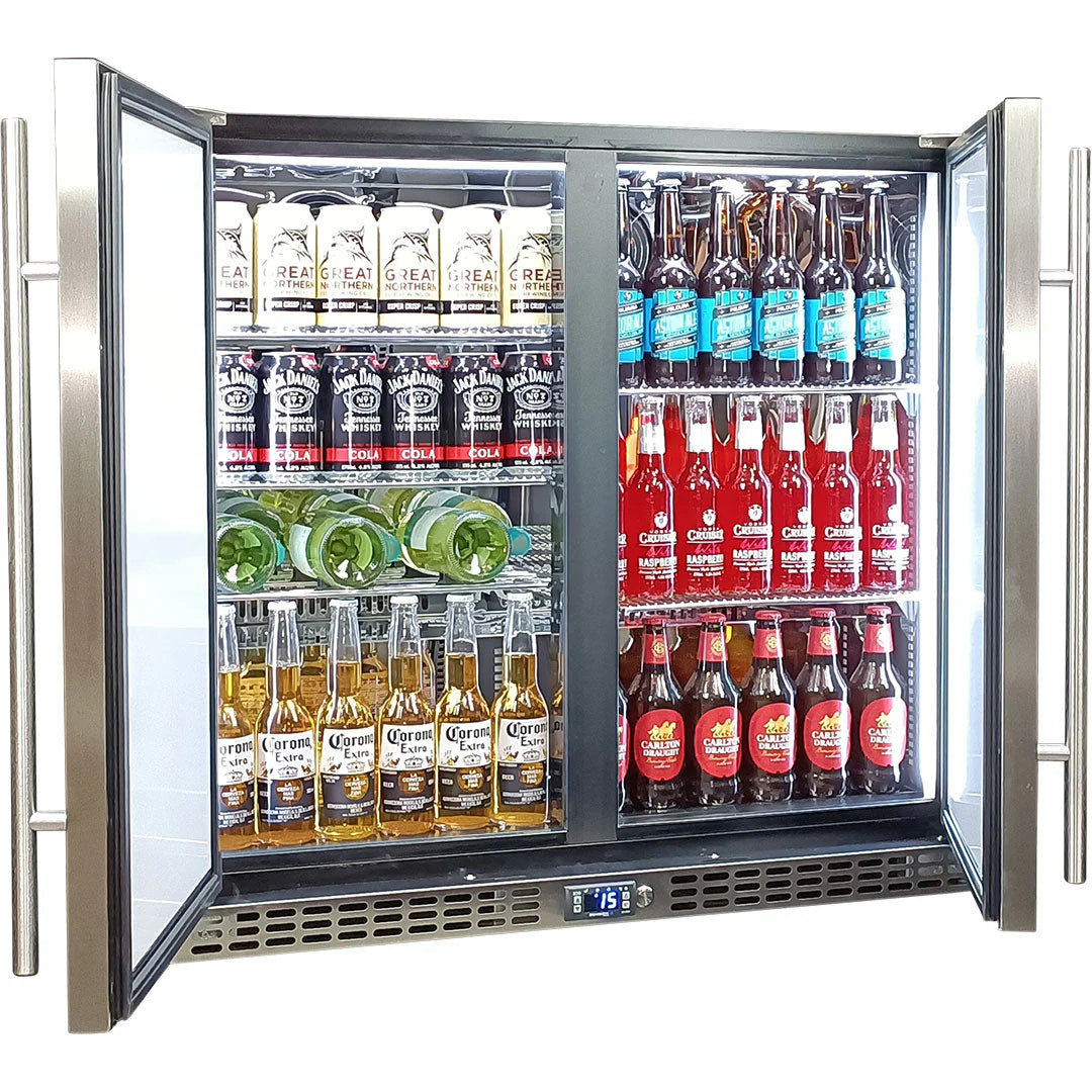 Schmick Twin Door Quiet Running Solid Stainless Door Energy Efficient Bar Fridge Model SK246-SD