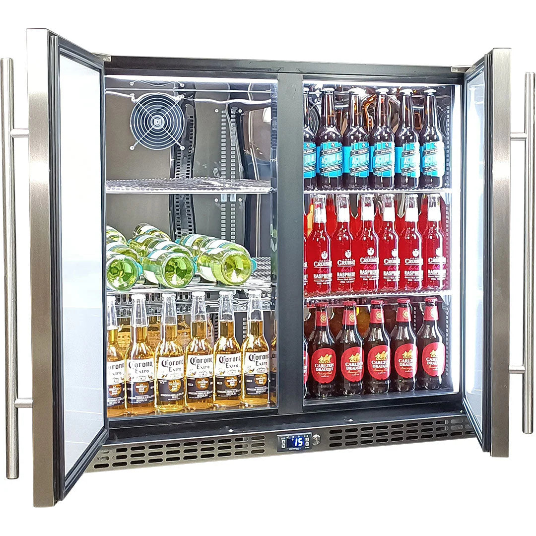 Schmick Twin Door Quiet Running Solid Stainless Door Energy Efficient Bar Fridge Model SK246-SD