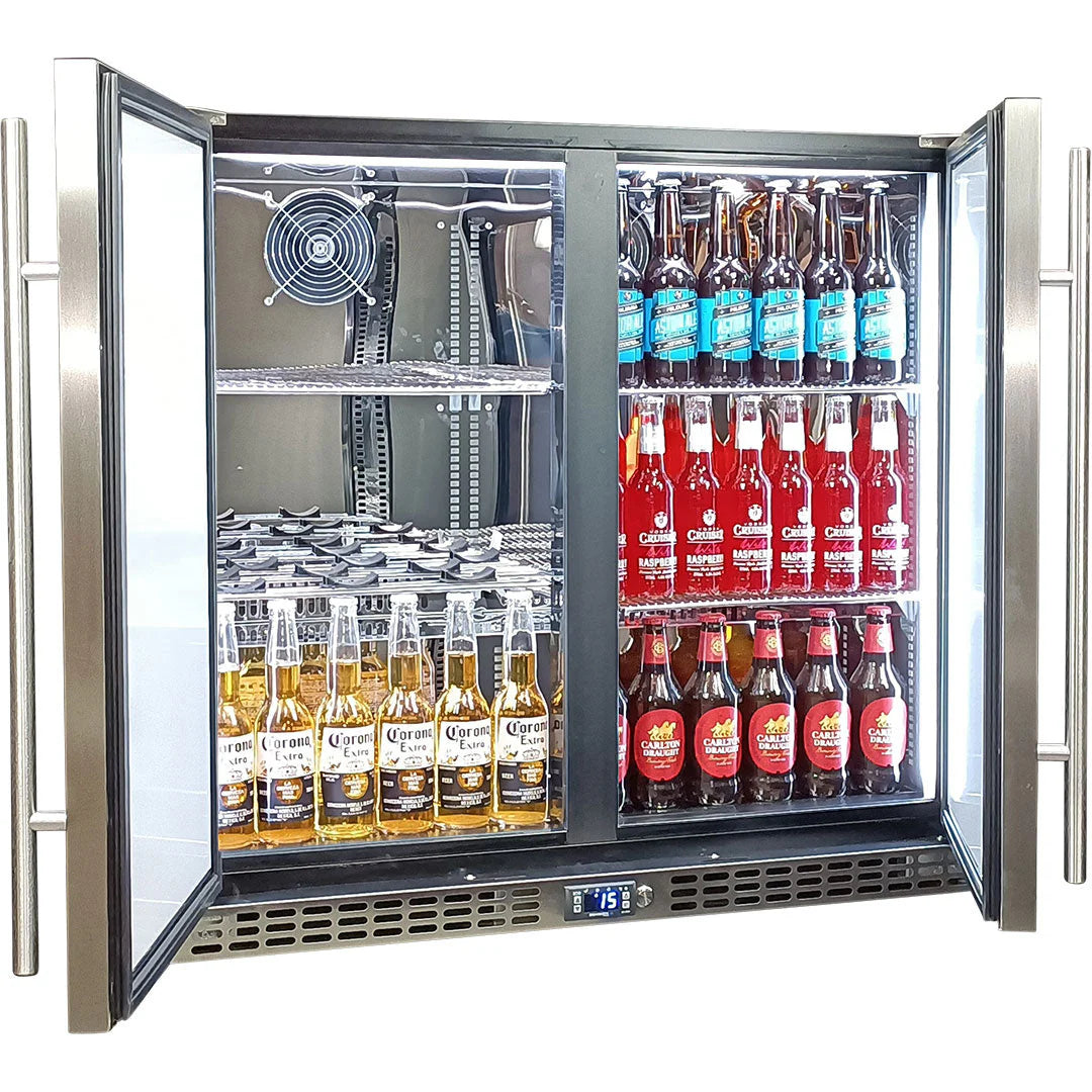 Schmick Twin Door Quiet Running Solid Stainless Door Energy Efficient Bar Fridge Model SK246-SD