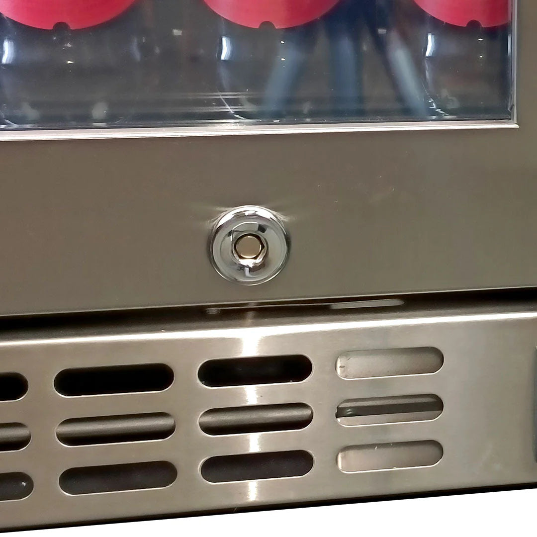 Schmick Twin Door Quiet Running Stainless Steel Triple Glazed Glass Door Bar Fridge Model SK206-SS - Low Height