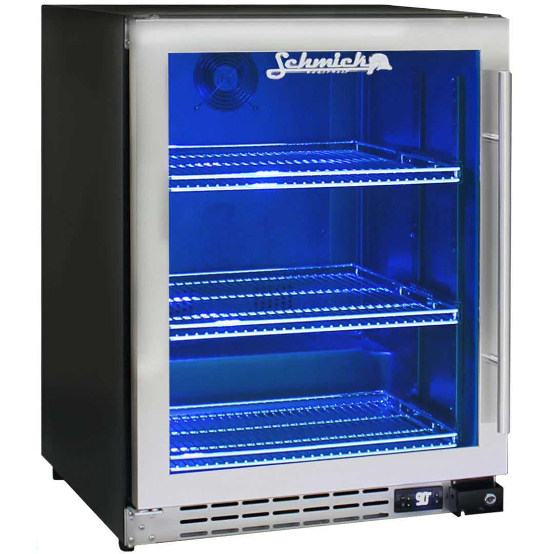 Schmick Under Bench Glass Door Bar Fridge Triple Glazed - Model JC132B Left Hinged