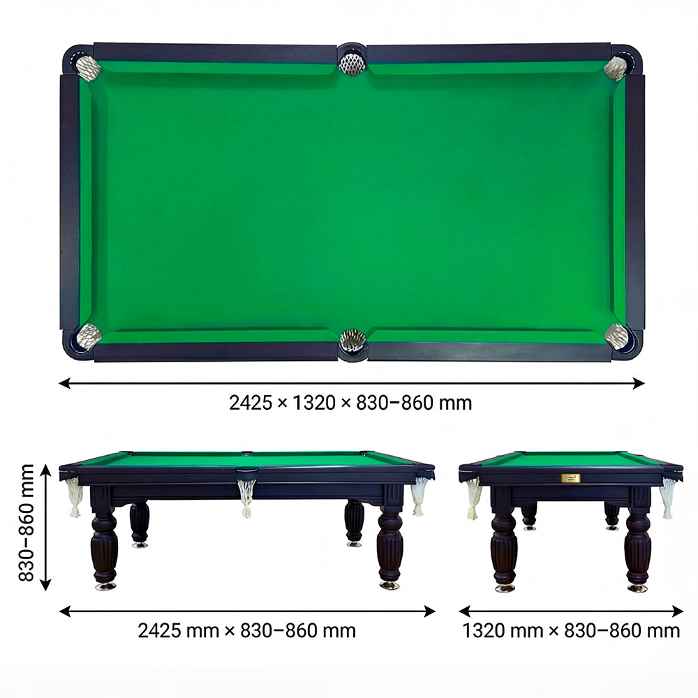 7ft slate pool table black frame green felt Australia