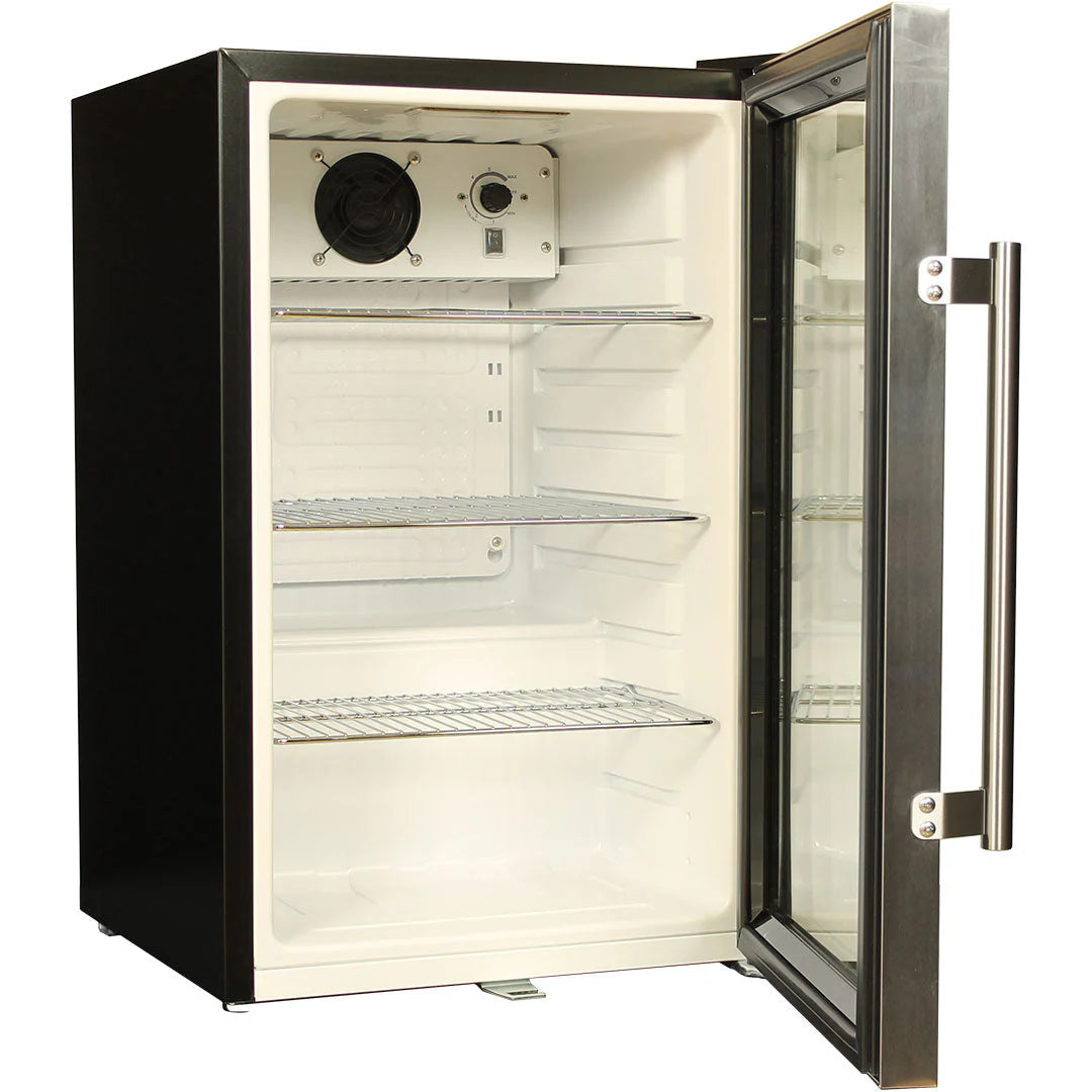 Tropical Glass Door Mini Bar Fridge Chromed Adjustable Shelves Blue Led Light And Holds 80 Cans Add 1 Extra Yr Parts/Labour (+$139.00)