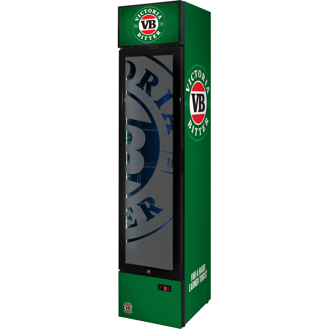 Victoria Bitter Branded Skinny Upright Bar Fridge 2 Yrs Parts/Labour