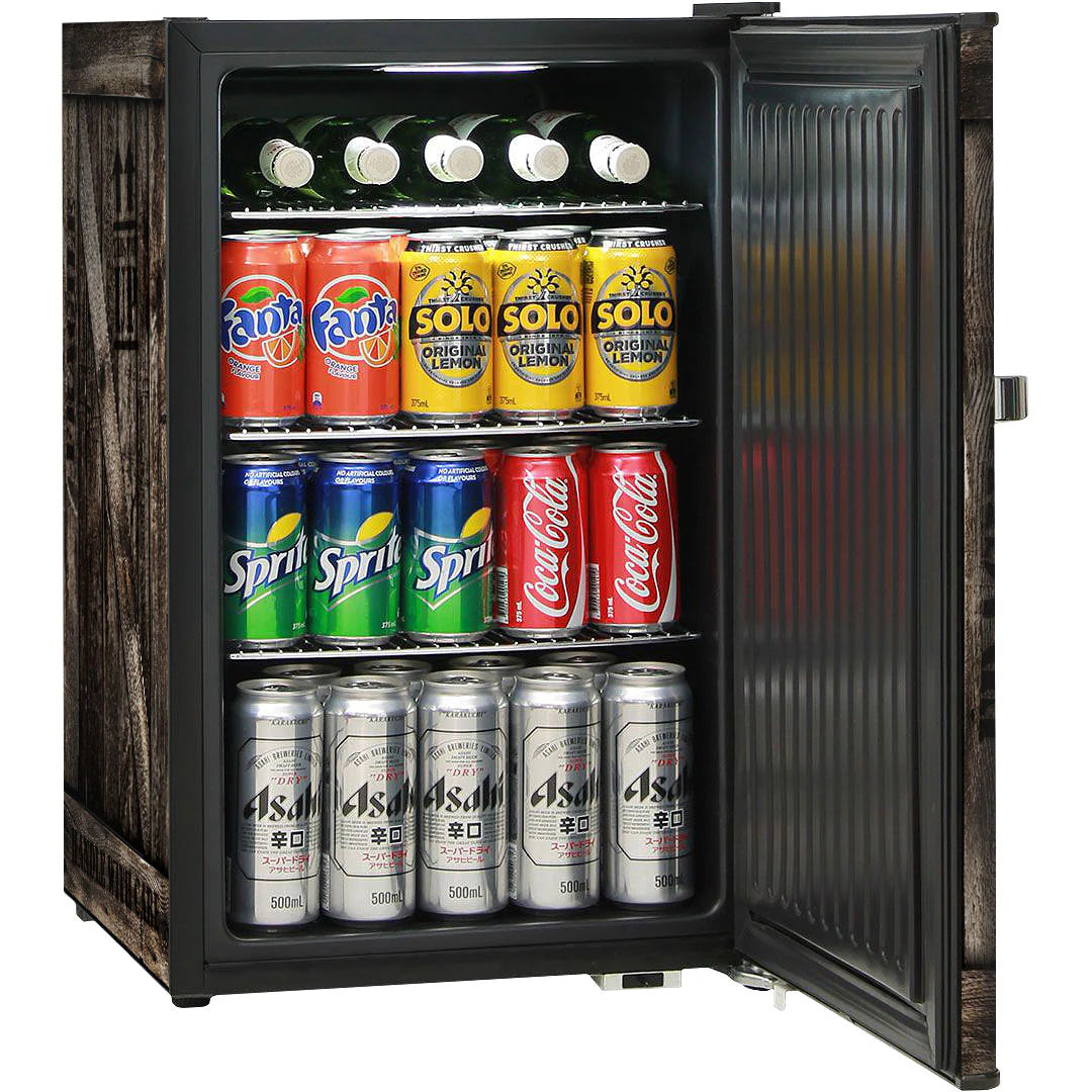 WOODEN CRATE Design Retro Mini Bar Fridge 70 Litre Schmick Brand With Opener