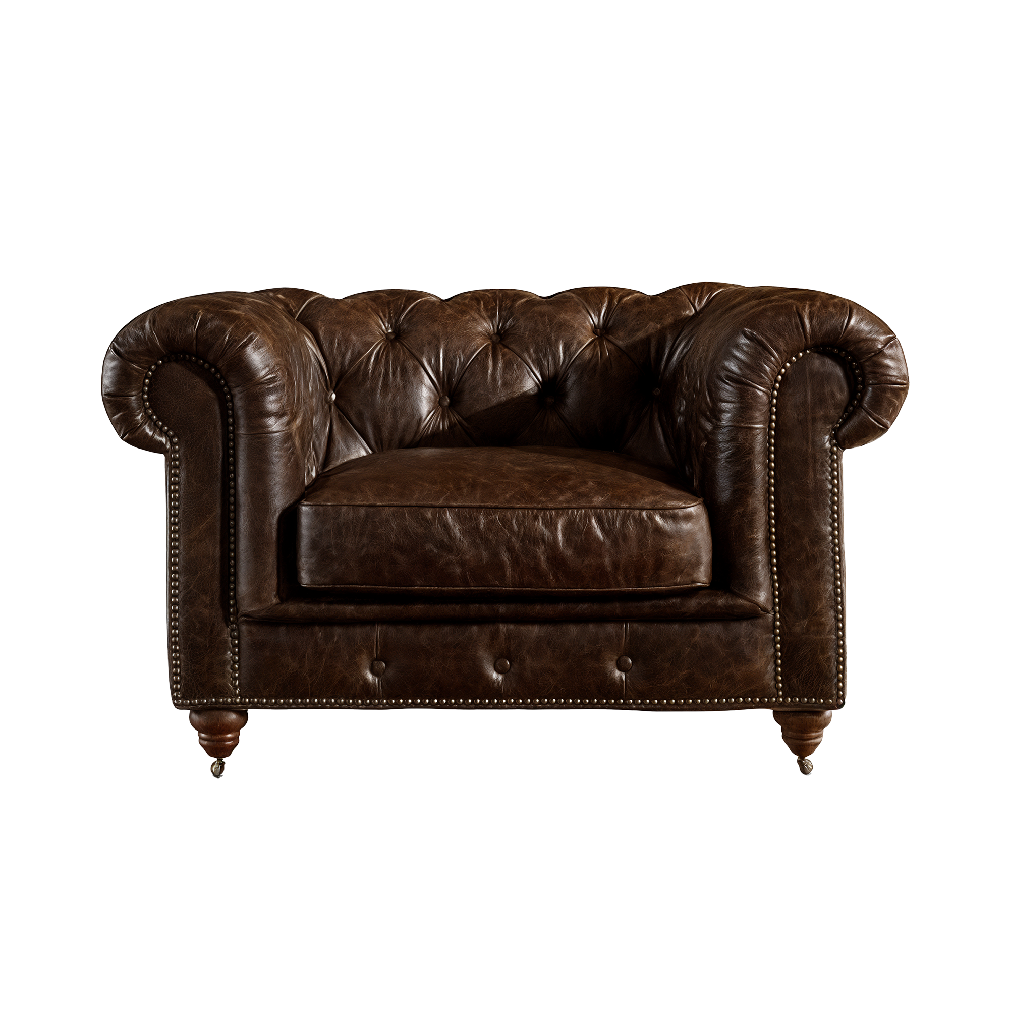 Winston Classic Vintage Leather Chesterfield lounge chair – Cigar Brown