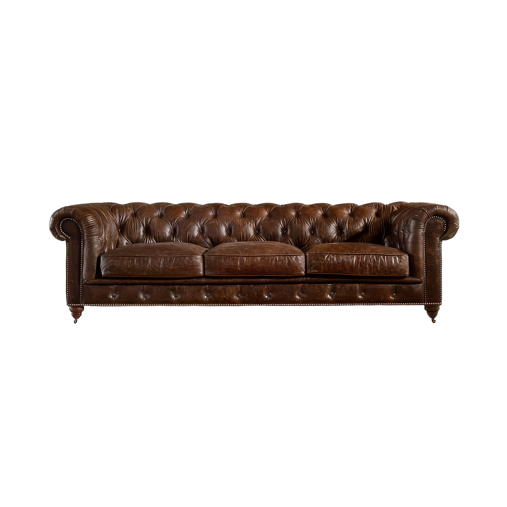 Winston Three Seat Classic Vintage Leather Chesterfield Lounge – Cigar Brown