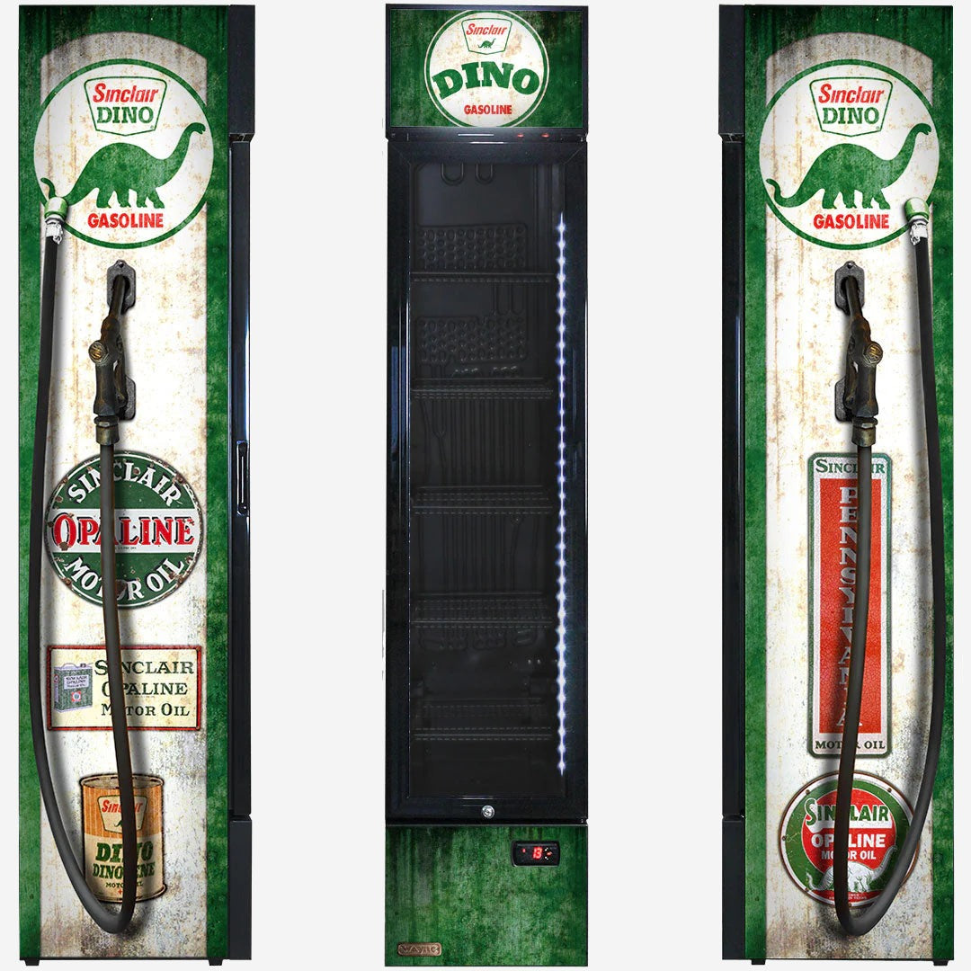 Dino - Fuel Pump Branded Skinny Upright Bar Fridge