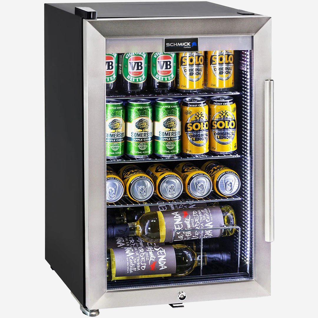 Schmick Tropical Triple Glazed Outdoor Alfresco Glass Door Bar Fridge 70 Litre Yellow / Add 1 x Flat Wine HUS-SC70L-SS