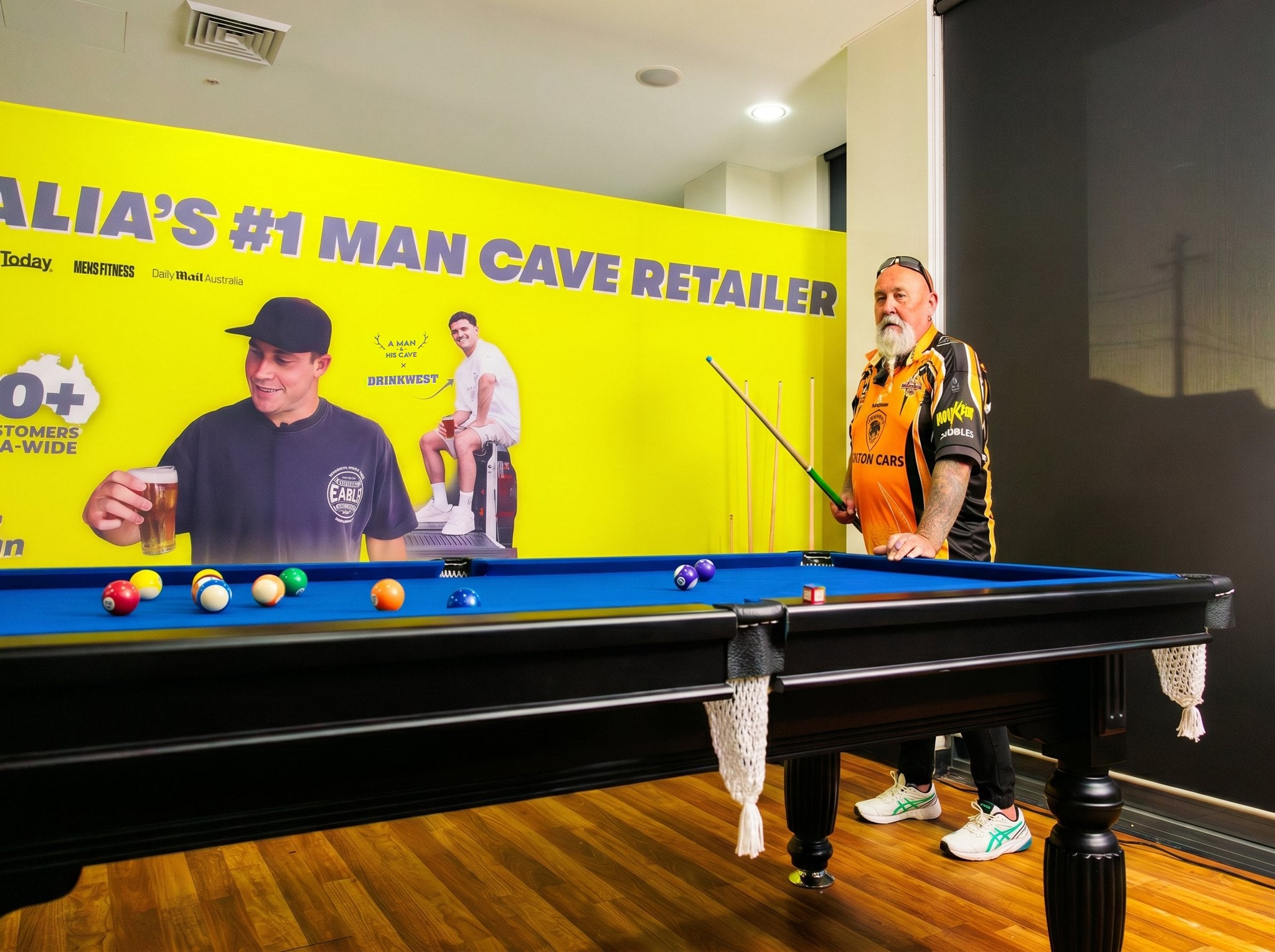 Solid Oak 7ft Slate Pool Table - Black Frame/Blue Felt