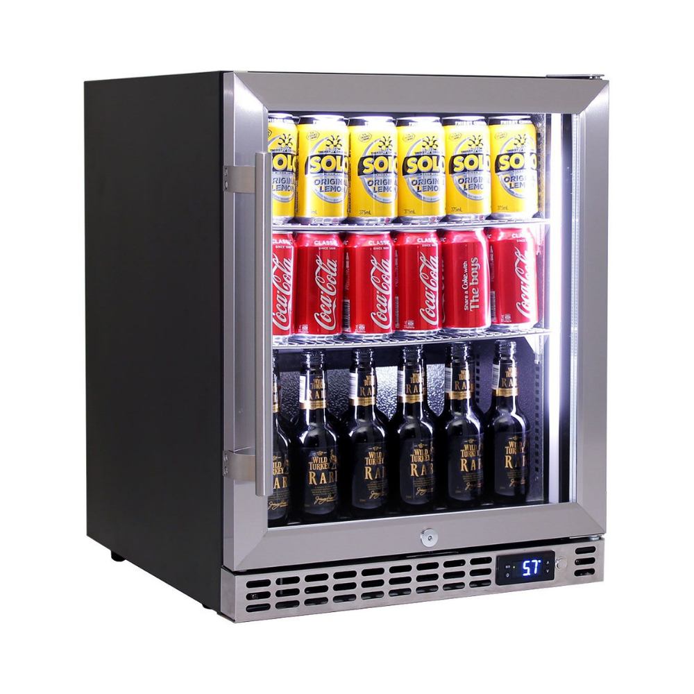 Schmick Quiet Running Front Venting Under Bench Heated Glass Door Bar Fridge Model SK86R-HD