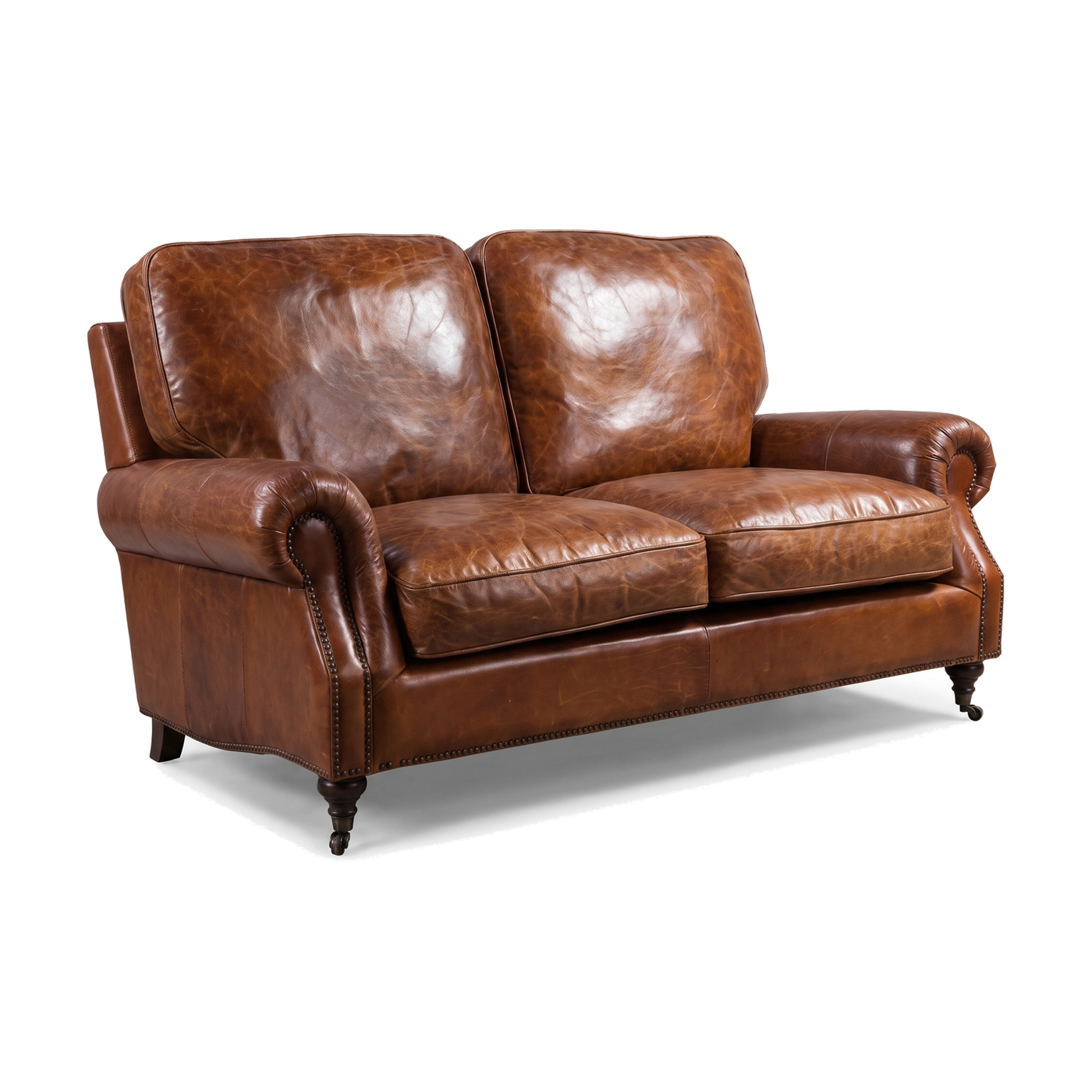 Clancy Rolled-Arm Three-Seat Lounge – Vintage Brown