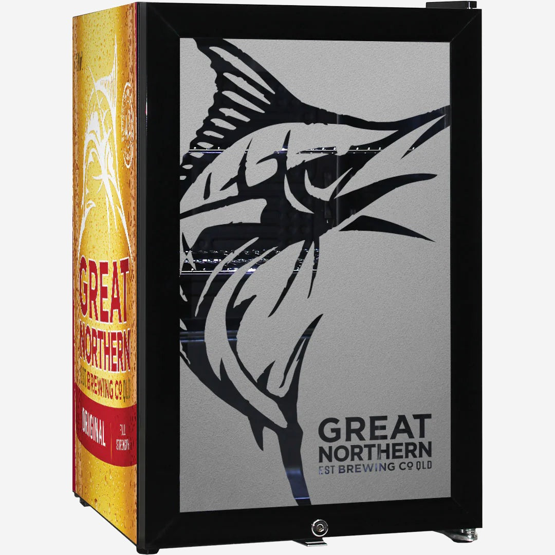 Great Northern Original Branded Glass Door Bar Fridge With Cool Frosted Door Logo