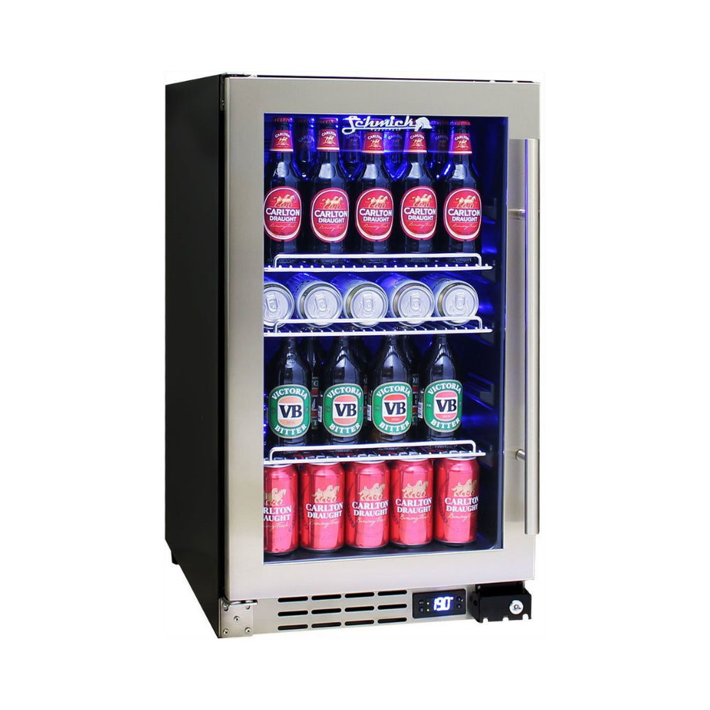 Schmick Under Bench Glass Door Bar Fridge Triple Glazed - Model JC95B Left Hinged