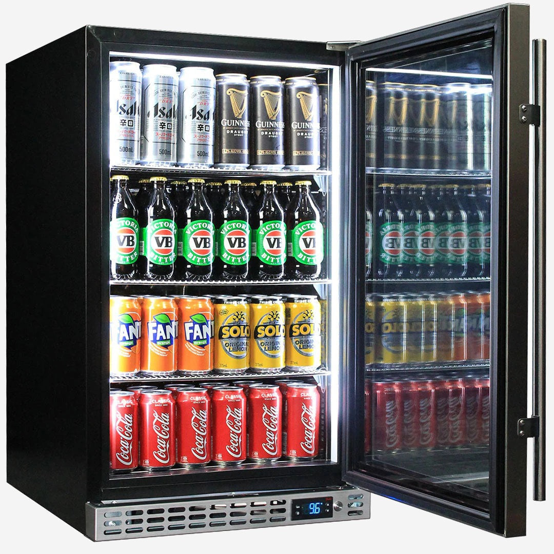 Schmick Quiet Running Front Venting Under Bench Glass Door Bar Fridge Heated Glass Model SK126R-HD