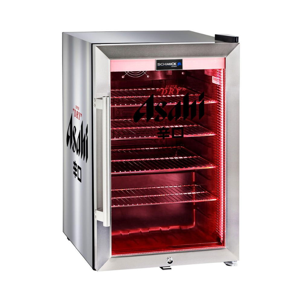 Asahi branded bar fridge, Great gift idea! Great Entertaining Room Or Man Cave Item - Model SC70-SS-R-ASAHI