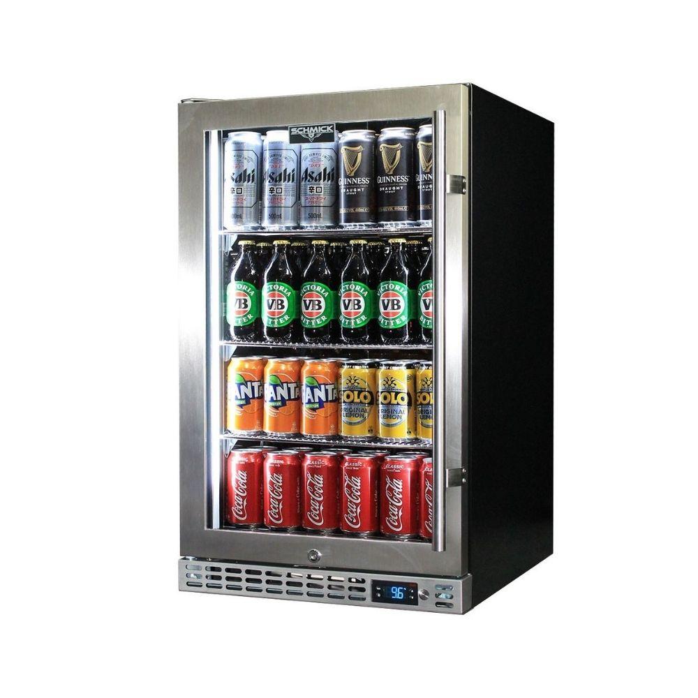 Schmick Quiet Running Front Venting Under Bench Glass Door Bar Fridge Heated Glass Model SK126L-HD
