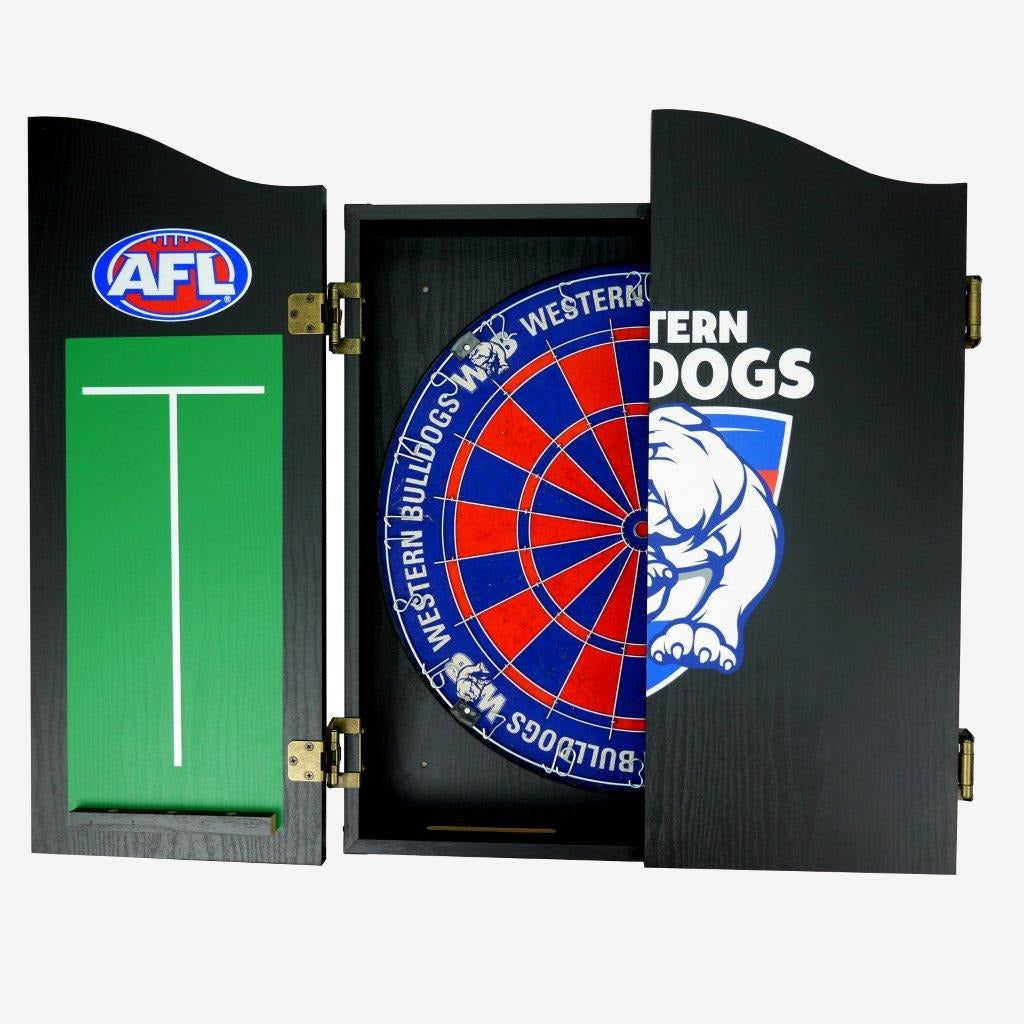 Western Bulldogs AFL Dart Board and Cabinet Set