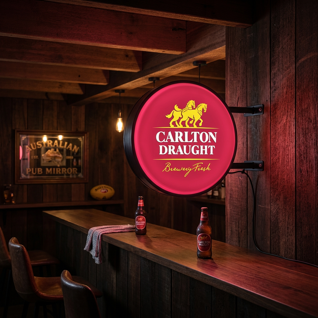 Carlton Draught Beer Bar Lighting Wall Sign Light LED