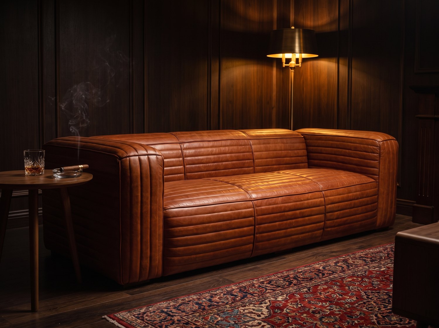 Monte Ribbed Three-Seat Lounge – Cognac