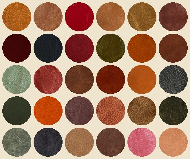 Rumpus leather library swatch book — all 30 hides