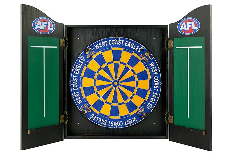 West Coast Eagles AFL Dart Board And Cabinet Set