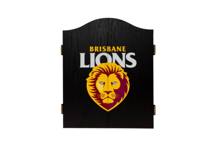 Brisbane Lions AFL Dart Board And Cabinet Set