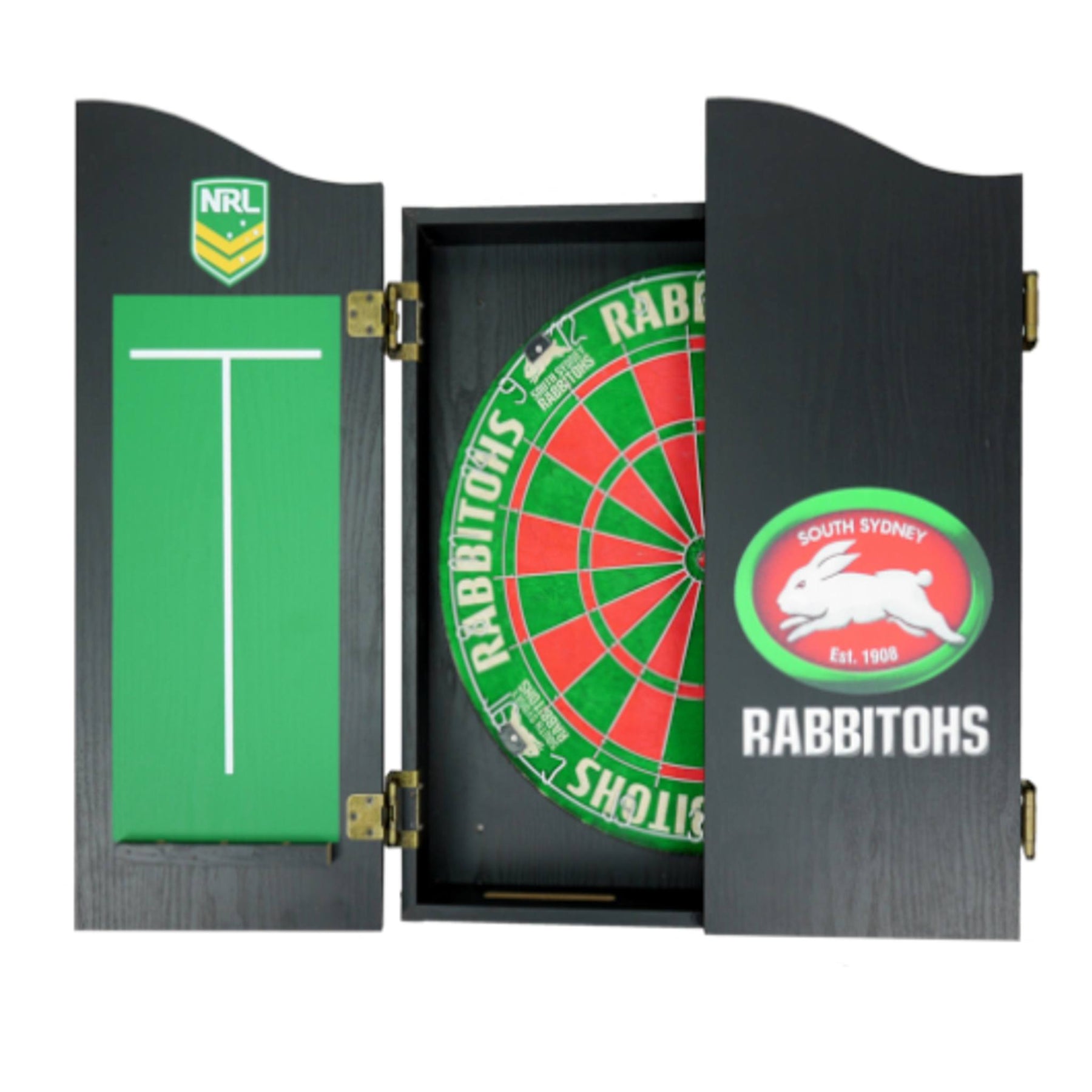 South Sydney Rabbitohs NRL Dart Board And Cabinet Set