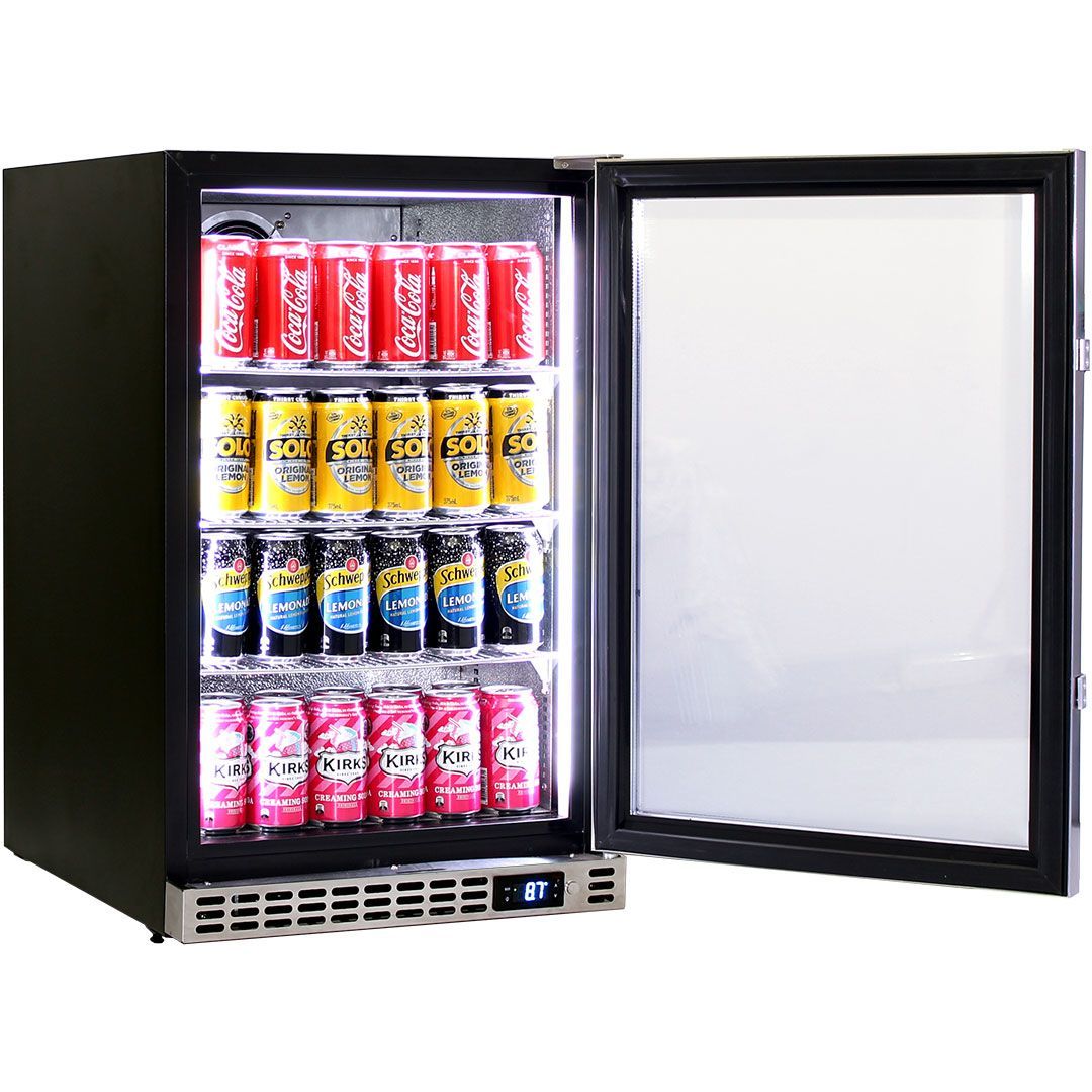 Bar Fridge - Schmick Quiet Running Front Venting Under Bench Heated Glass Door Bar Fridge Model SK116R-HD
