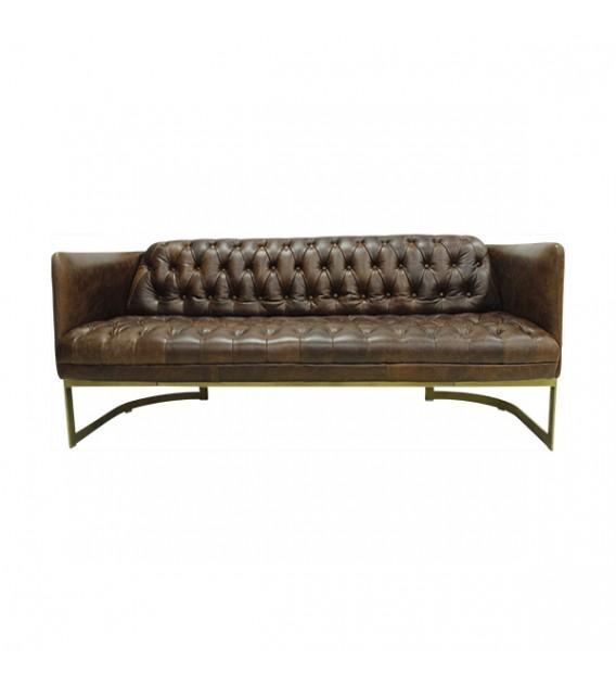 Gatsby Vintage Brown Leather and Iron Lounge – 3 seat