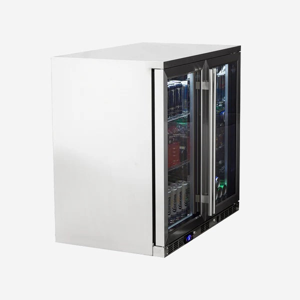 Heating Glass 2-Door Full Stainless Under Bench Beverage Fridge 5-Year Warranty (+$299)