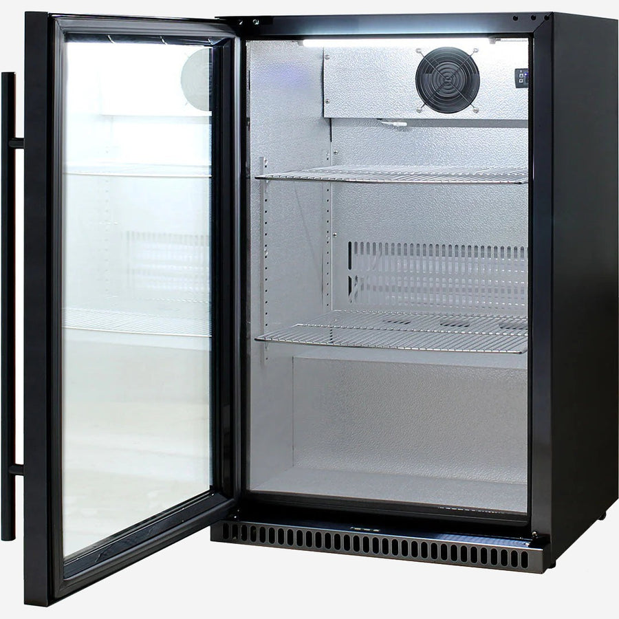 Schmick Black Bar Fridge Tropical Rated With Heated Glass and Triple Glazing 1 Door Model SK118L-B