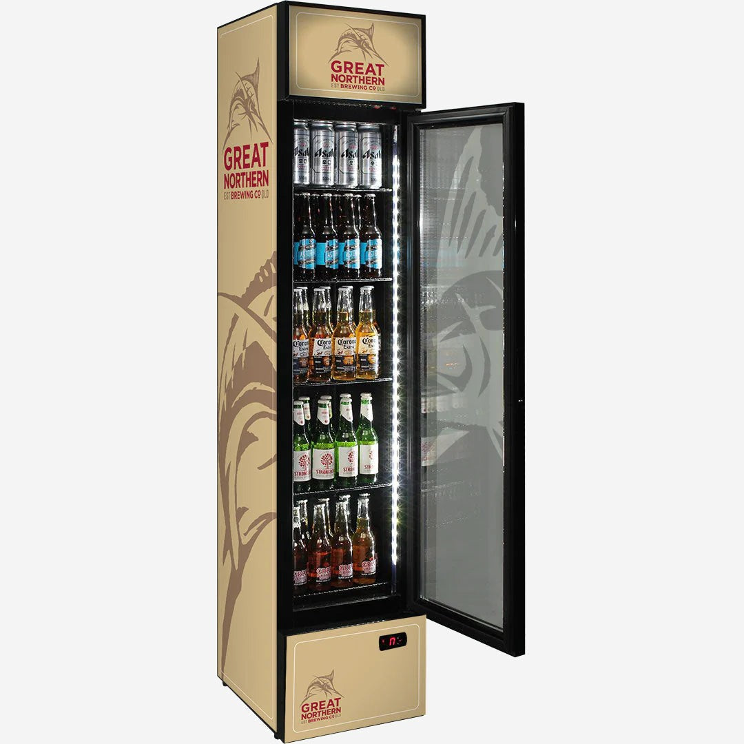 Great Northern Branded Skinny Upright Bar Fridge