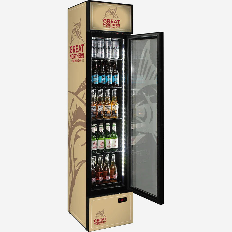 Great Northern Branded Skinny Upright Bar Fridge