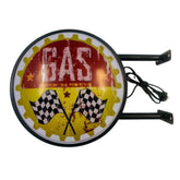 Gas Open 24 Hours Checkered Flag Bar Lighting Wall Sign Light LED